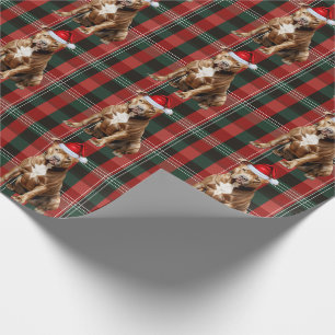 Pit Bull Dog Green en Red Holiday Plaid Kerstmis Cadeaupapier