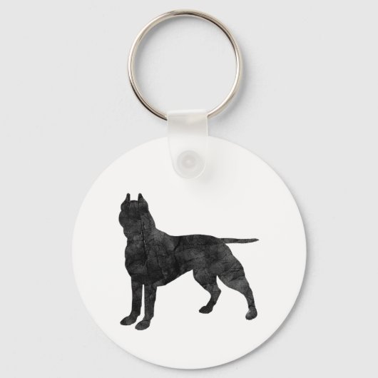 Pit Bull Dog Grunge Silhouette Sleutelhanger (Voorkant)