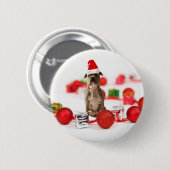 Pit Bull Dog met cadeaudoos en kerstversieringen Ronde Button 5,7 Cm (Voorkant /achterkant)