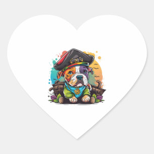 Pit Bull Dog Pirate Hart Sticker