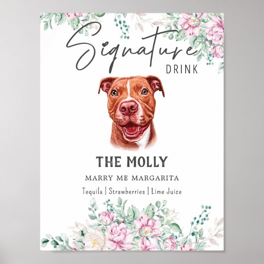 Pit Bull Dog Signature Drink Teken Poster (Voorkant)