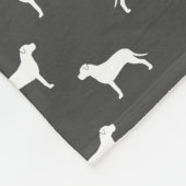 Pit Bull Dog Silhouettes Pattern Grey and White Fleece Deken (Hoek)