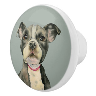 Pit Bull Dog Waterverf Painting Keramische Knop