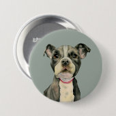 Pit Bull Dog Waterverf Painting Ronde Button 7,6 Cm (Voorkant /achterkant)