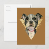 Pit Bull Dog Waterverf Schilderen 3 Briefkaart (Voorkant / Achterkant)