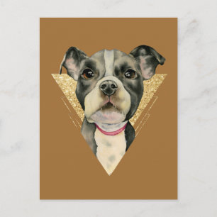 Pit Bull Dog Waterverf Schilderen 3 Briefkaart