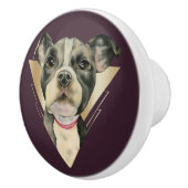 Pit Bull Dog Waterverf Schilderen 4 Keramische Knop (Rechts)