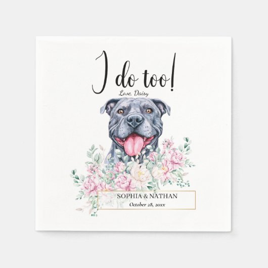 Pit Bull Dog Wedding Cocktail Napkins Servet (Voorkant)
