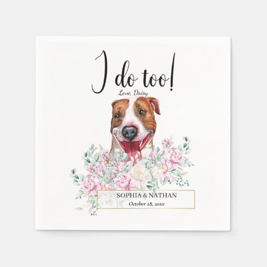 Pit Bull Dog Wedding Cocktail Napkins Servet (Voorkant)