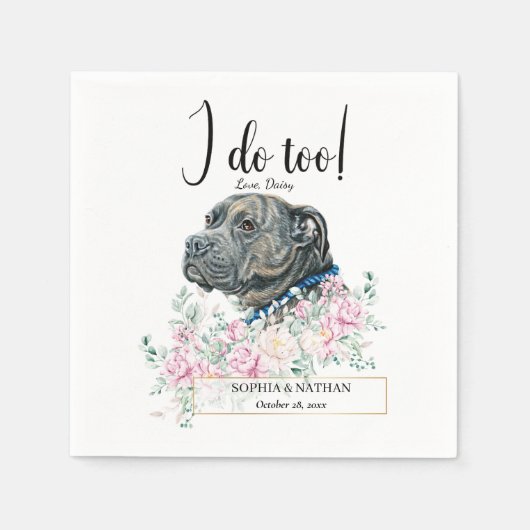 Pit Bull Dog Wedding Cocktail Napkins Servet (Voorkant)