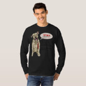 Pit Bull Dog zit met springtouw Blijf thuis T-shirt (Voorkant volledig)