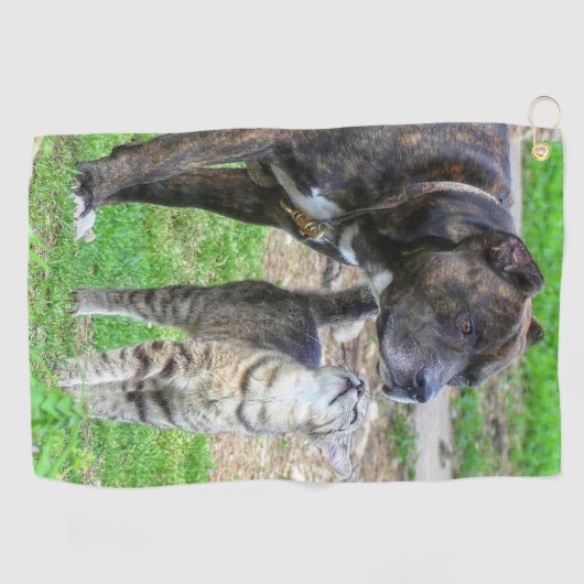 Pit Bull en Cat Golfhanddoek (Horizontaal)