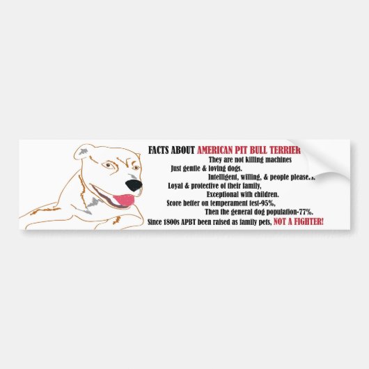 Pit Bull Facts Bumpersticker (Voorkant)