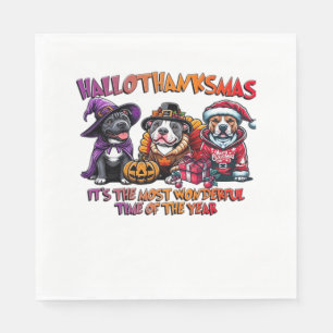 Pit Bull Halloween Thanksgiving Kerstklassieker Servet
