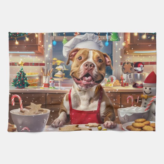 Pit Bull Holiday Baking: Feestelijke Kerst Theedoek (Horizontaal)