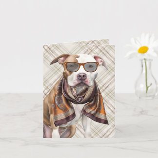 Pit Bull Hond Aardetinten Patroon Monogram Kaart