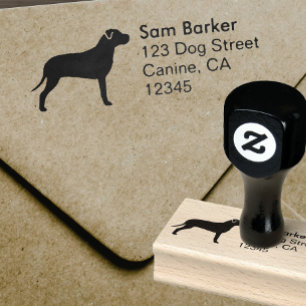 Pit Bull hondenras silhouet retouradres Rubberstempel