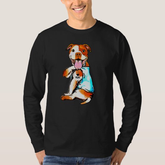 Pit Bull I Love Mam Tattoo Moederdag T-shirt (Voorkant)