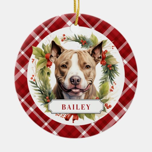 Pit Bull Keramische Cirkel Ornament (Voorkant)