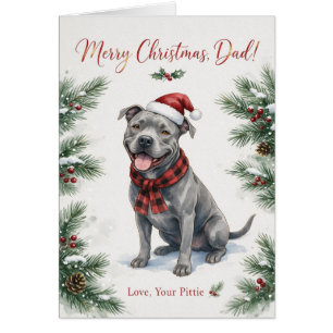 Pit Bull kerstkaart voor papa van de hond