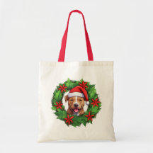 Pit Bull Kerstkrans Canvas tas