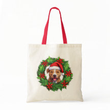 Pit Bull Kerstkrans Canvas tas