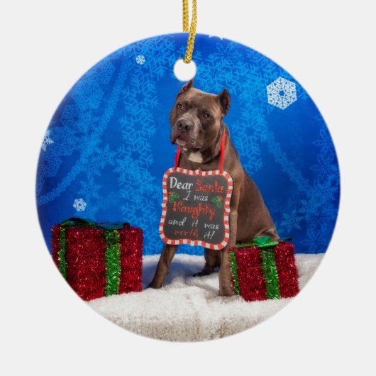 Pit-Bull Kerstmis Keramisch Ornament (Voorkant)