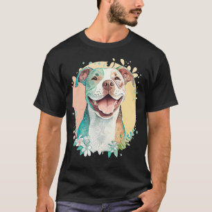 Pit Bull Mam Hondenliefhebber Colorful Artistic Pi T-shirt
