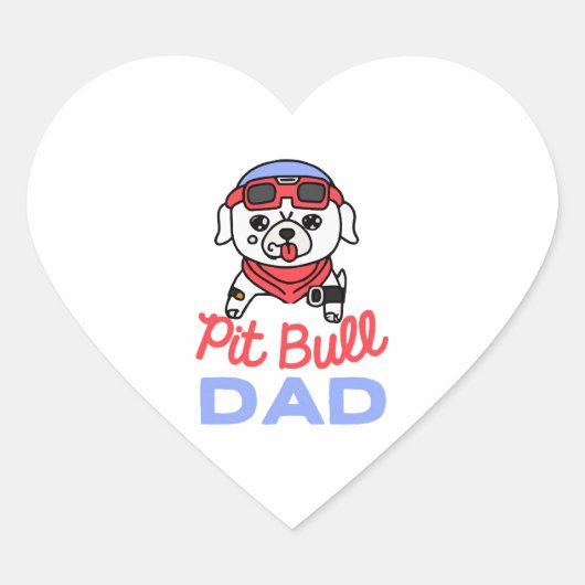 Pit Bull Papa Hond Eigenaar Retro Hond Vader Hart Sticker (Voorkant)