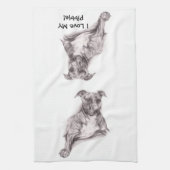 Pit Bull Portrait in Charcoal Theedoek (Verticaal)