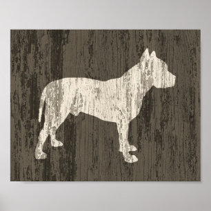 Pit Bull Poster Rustic Dog Art afdrukken
