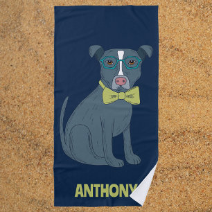 Pit Bull Puppy Dog Wearing Glassen Aangepast Strandlaken