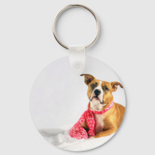 Pit Bull Puppy Love in Roze XOXO Sleutelhanger