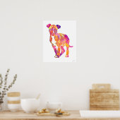 Pit Bull Puppy Pop Art Poster Waterverf (Keuken)