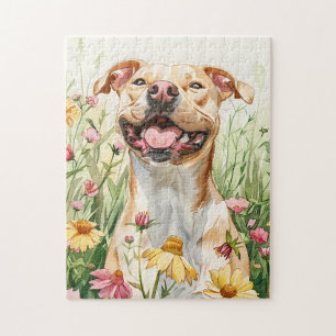 Pit Bull Puzzel – Waterverf Hond Fun