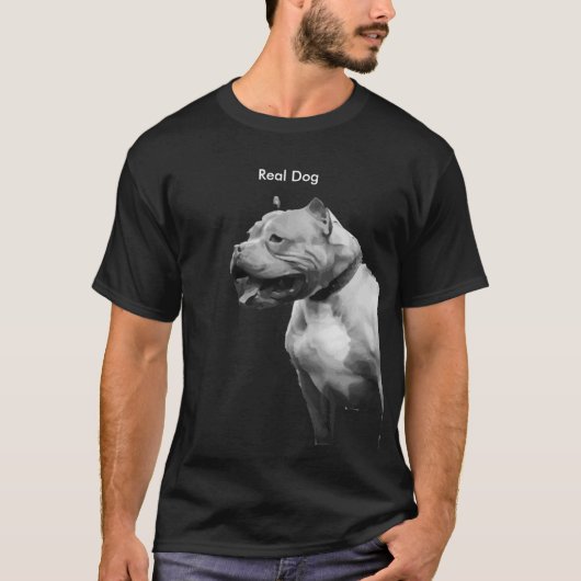 Pit Bull Real Dog Mannen Tee Shirt (Voorkant)