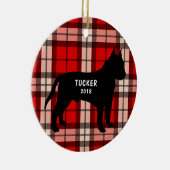 Pit Bull Red Black met kerstversiering Keramisch Ornament (Rechts)