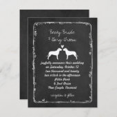 Pit Bull Silhouettes Wedding Announding Kaart (Voorkant / Achterkant)