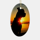 Pit Bull Sunrise Keramisch Ornament (Rechts)