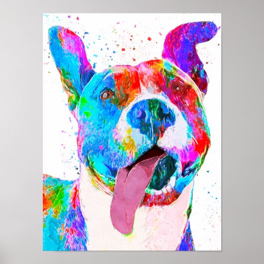 Pit Bull Terrier Colorful Pop Art Poster (Voorkant)