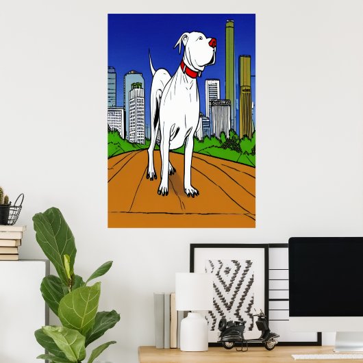 Pit Bull Terrier dans le parc | AI Art Poster (Bureau à domicile)