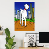 Pit Bull Terrier in het park | AI Art Poster (Thuiskantoor)