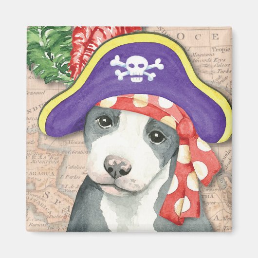 Pit Bull Terrier Pirate Magneet (Voorkant)