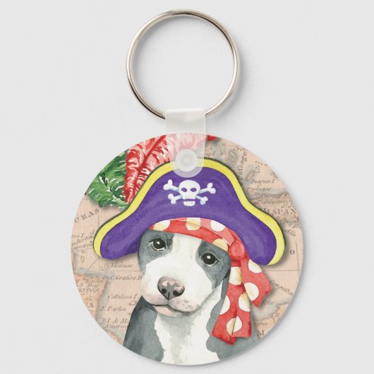 Pit Bull Terrier Pirate Sleutelhanger (Voorkant)
