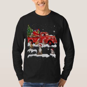 Pit Bull Terrier Riding Red Truck Merry kerst T-shirt