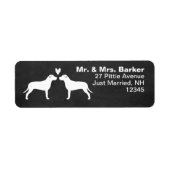 Pit Bull Terrier Silhouetten met Hart Schattigee H Etiket (Voorkant)