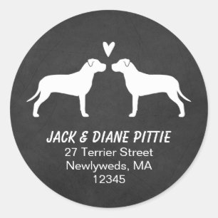 Pit Bull Terrier Silhouetten Retouradres Ronde Sticker