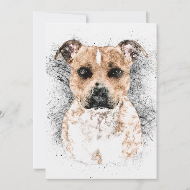Pit Bull Terrier Sketch op 5-inch x 7-inch tapestr (Voorkant)