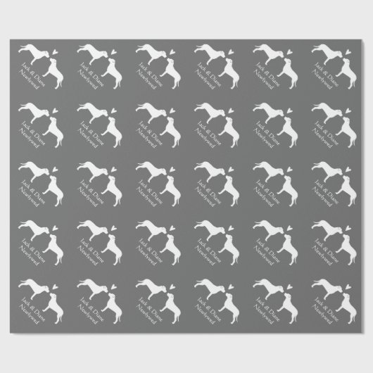 Pit Bull Terriers bruiloft met aangepaste tekst Cadeaupapier (Vlak)