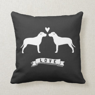 Pit Bulls Love - Dog Silhouettes w/Heart Kussen
